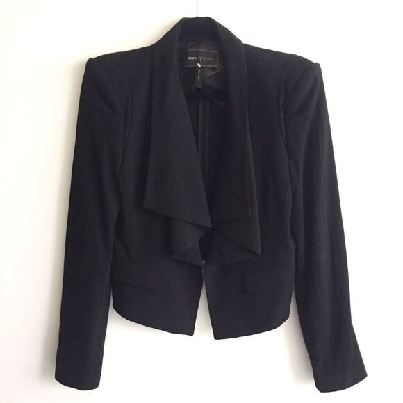 Bcbgmaxazria Open Draped Waterfall Blazer Black M - Picture 3 of 6